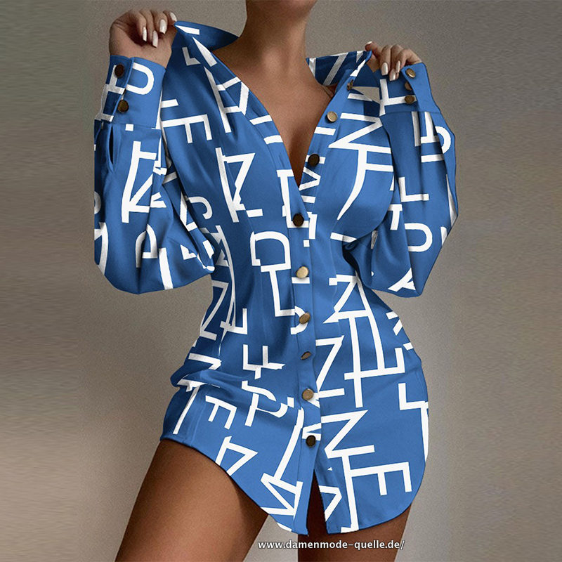 Blusenkleid Langarm Vintage Print&nbsp;Partykleid