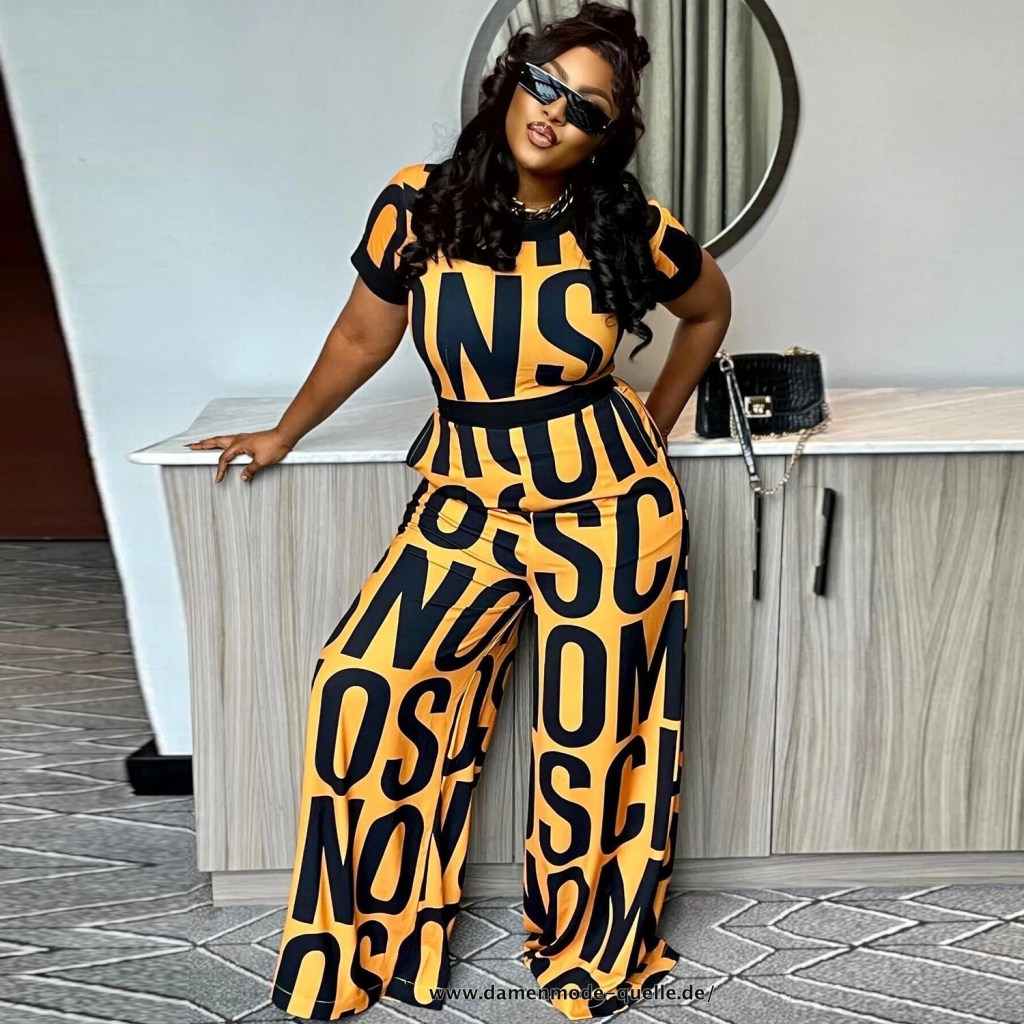 Damen Jumpsuit mit Breitem Bein Kurzarm im&nbsp;Set