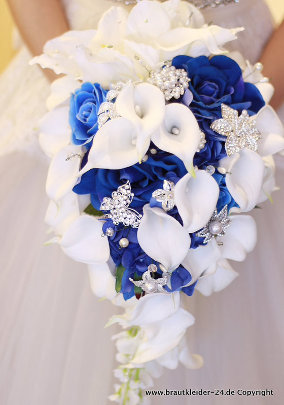 Wasserfall Braut Perlen Strauß Blumenstrauß Cala und&nbsp;Rosen