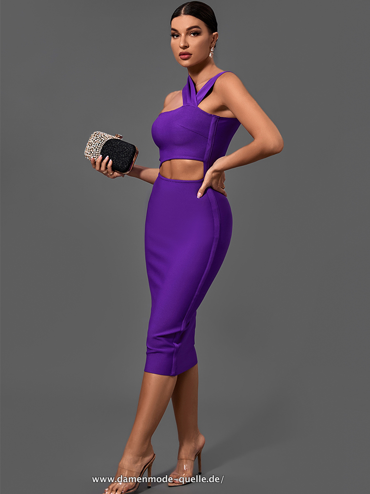 BANDAGE KLEIDER FÜR DAMEN LILA BODYCON KLEID SEXY CUT&nbsp;OUT