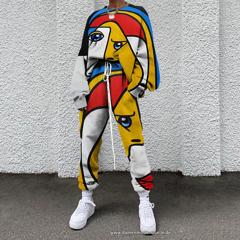 Damen Streetwear Trend Set Damen Rundhals Sportswear Gelbe&nbsp;Augen