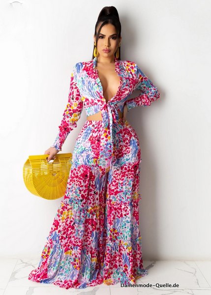 Strand V-Ausschnitt Damen Top Und Sommerhose in&nbsp;Rot