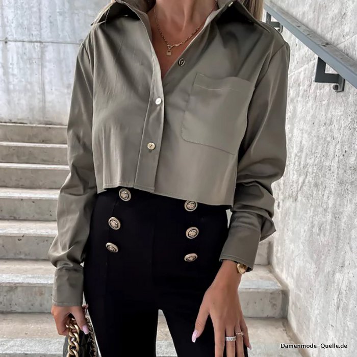 Frühling Sommer Kurze bauchfreie Bluse&nbsp;Grün