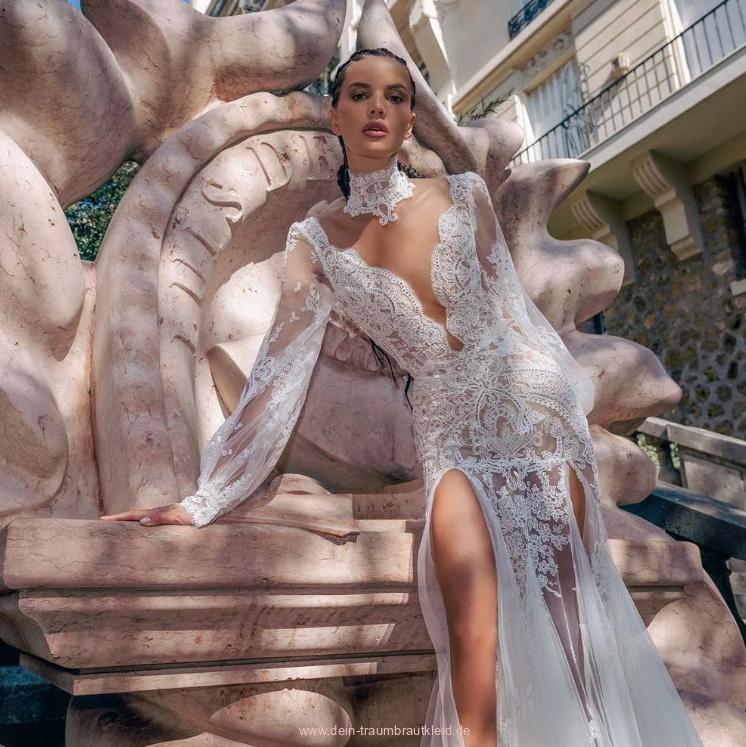 Sexy Meerjungfrau Langarm Brautkleid Lucia mit Schleppe und Tattoo&nbsp;Spitze