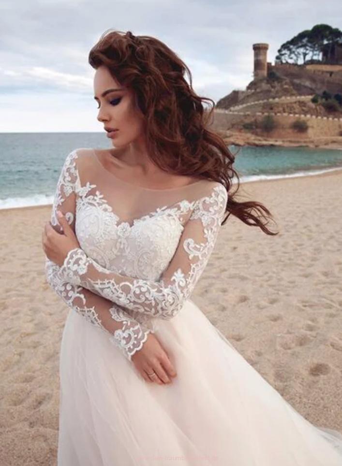 Langarm Chiffon Brautkleid Liz mit Tattoo&nbsp;Spitze
