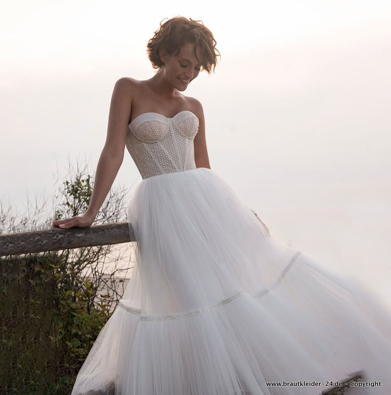Bustie Mieder Brautkleid Pippa mit Tüll&nbsp;Wadenlang