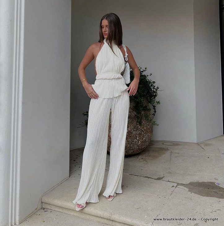 Chiffon Zweiteiler Standesamt Outfit für die Braut&nbsp;Rückenfrei