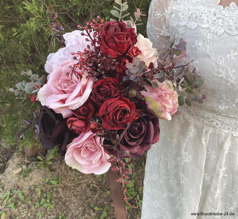 Vintage Hochzeit Bouquet Brautstrauß Dunkelrot Rosa Gothic&nbsp;Style