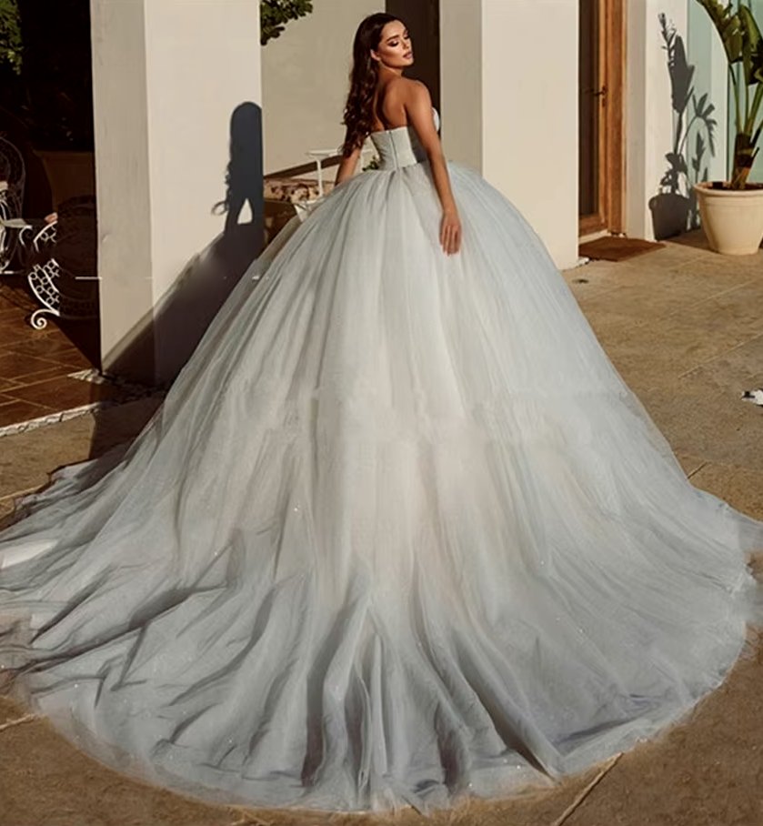 Bustie Ball Linie Glitzer Prinzessin Brautkleid Cornelia Schulterfrei mit Tüll und&nbsp;Schleppe