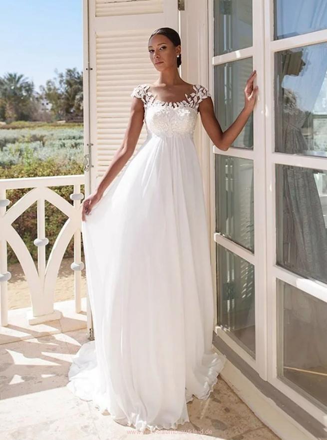 Empire Chiffon Brautkleid Leinani Bodenlang mit&nbsp;Spitze