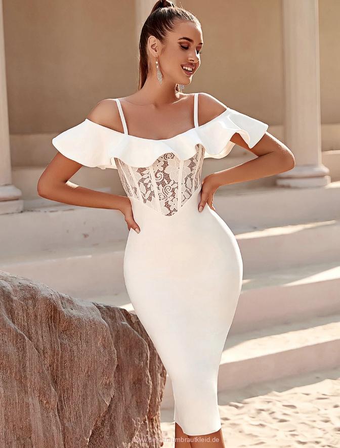 Spaghettiträger Mieder Standesamtkleid Mimi mit&nbsp;Spitze