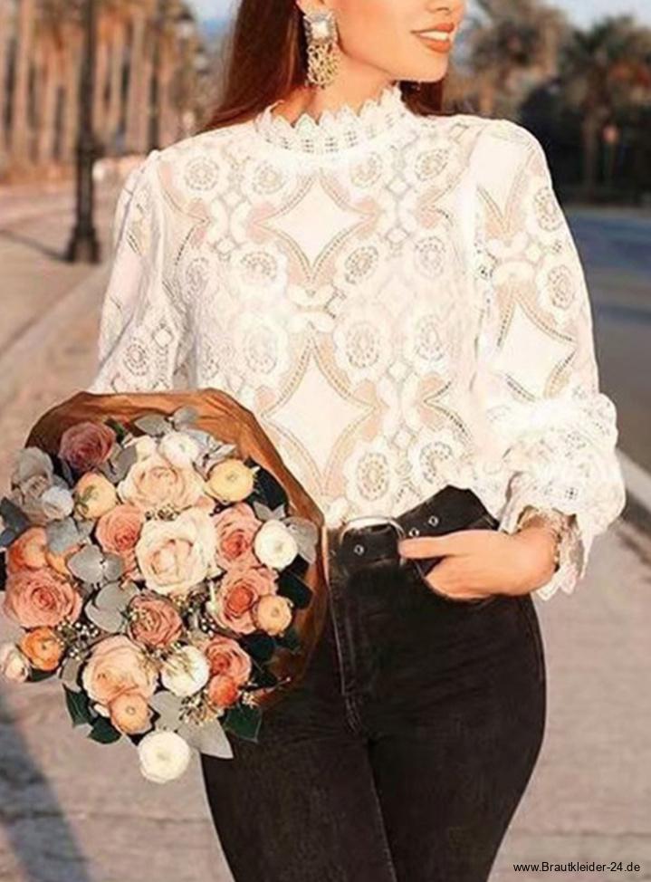 Langarm Bluse aus Spitze für die Braut in Weiss&nbsp;Elegant