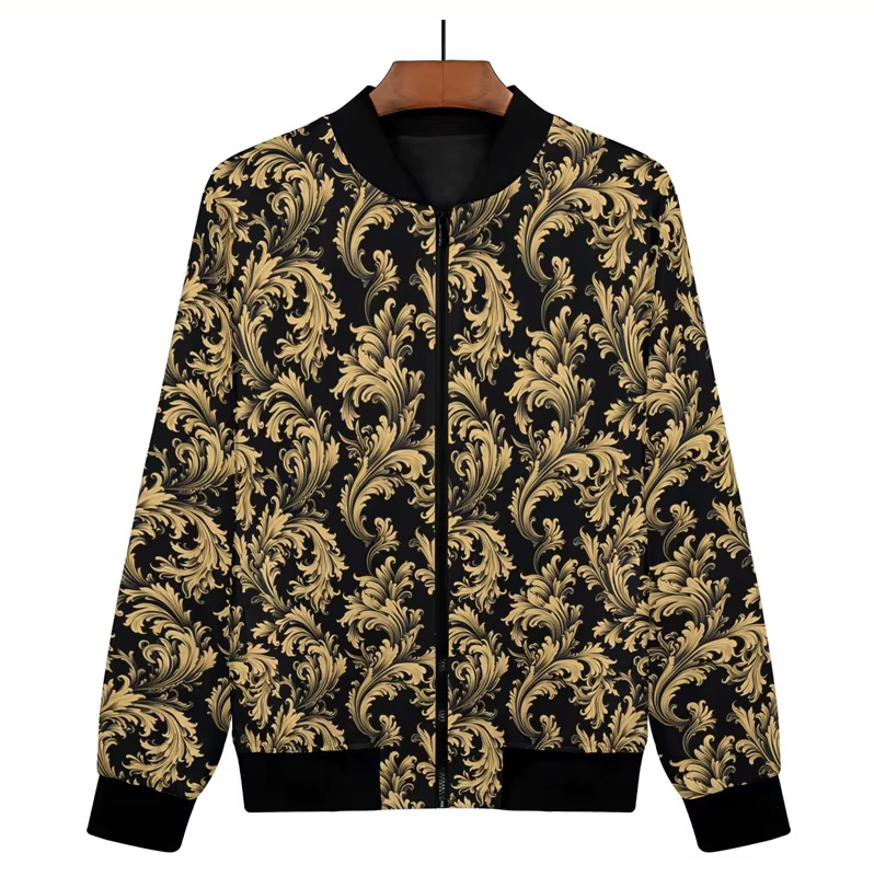 3D Print Herren Bomber Jacke Alain Schwarz&nbsp;Gold