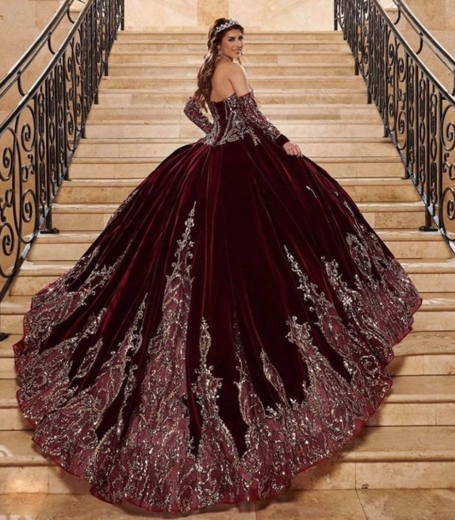 Ball Linie Quinceanera Brautkleid Diana Schulterfrei mit Schleppe Navyblau o&nbsp;Rot