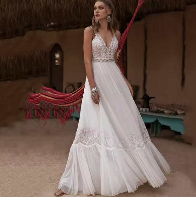 A Linie Boho Brautkleid Frauke mit Trägern&nbsp;Rückenfrei