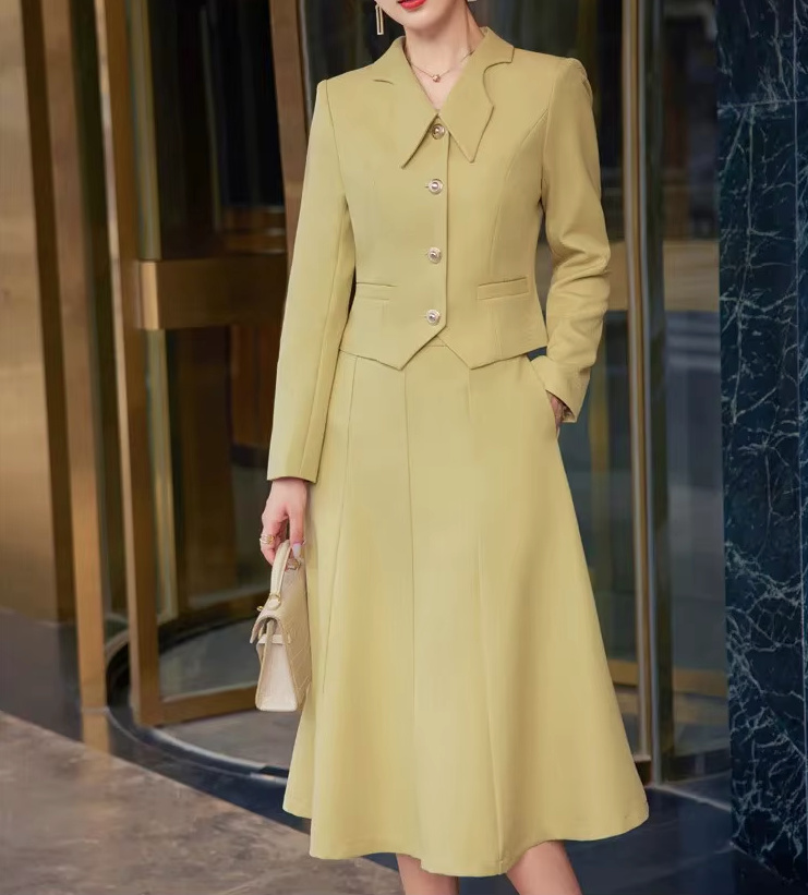 A Linie Business Damen Kostüm Dido 2025 Wadenlang in&nbsp;Gelb
