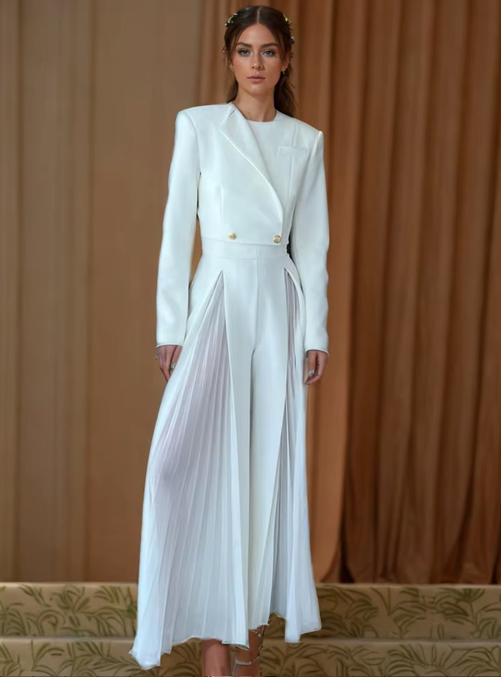 A Linie Hosenanzug Standesamt Outfit Chelsea für die Braut in&nbsp;Weiß