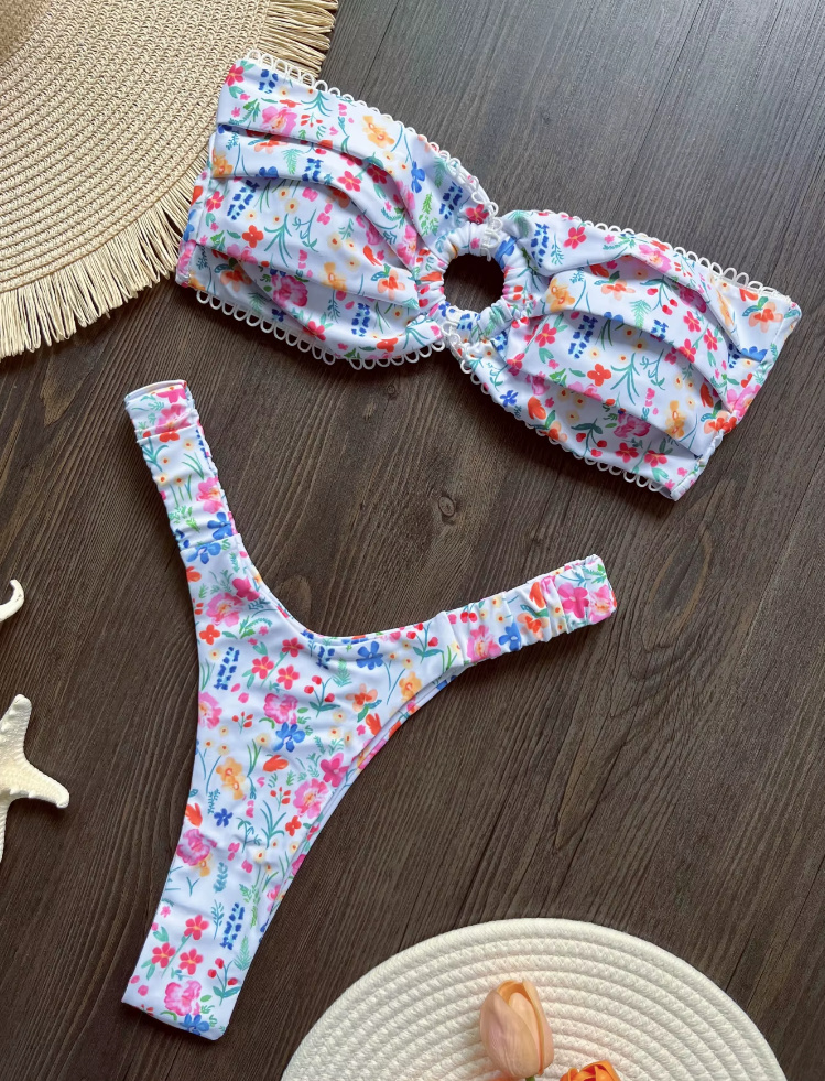 Bandeau Blumen Print Bikini 2025 Vally mit Hohe&nbsp;Taille
