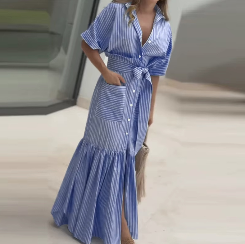 Boho Style Blusenkleid 2025 mit Ärmel in&nbsp;Hellblau