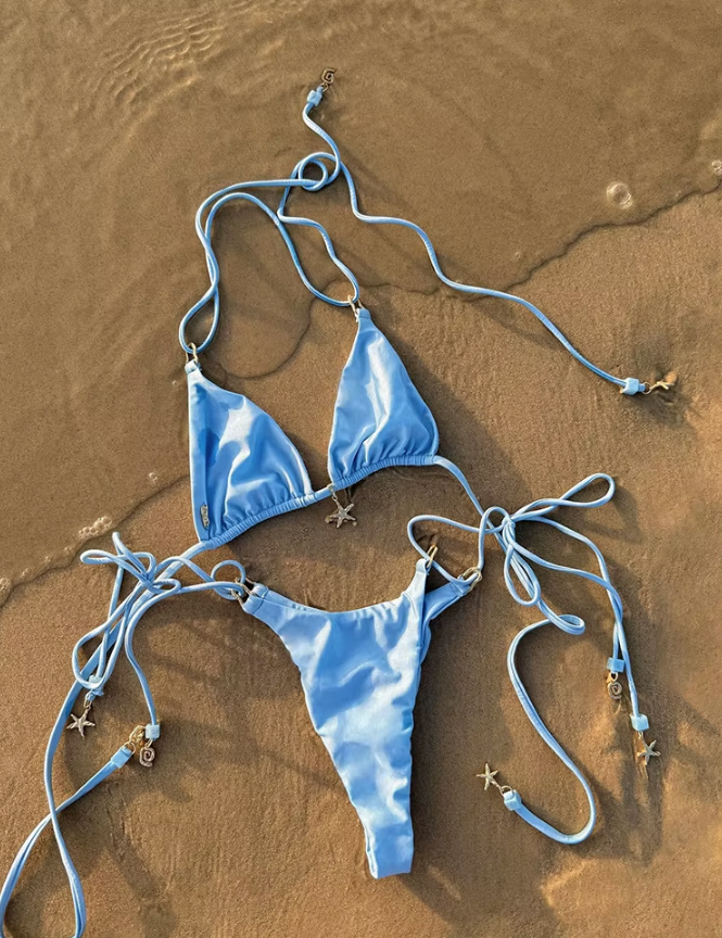 Brasilianischer Halterneck Bikini 2025 Valentina Hellblau mit&nbsp;Seesterne
