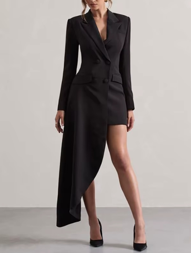 Elegantes Blazer Minikleid 2025 Asymmetrisch in&nbsp;Schwarz