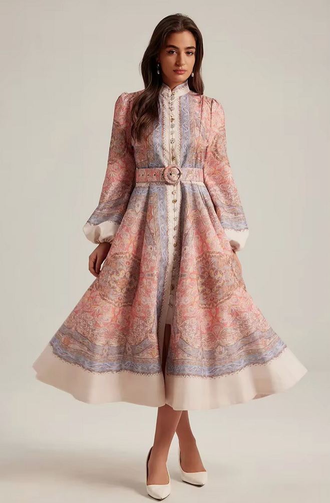 Elegantes Maxi Sommerkleid 2025 Wadenlang mit Vintage&nbsp;Muster