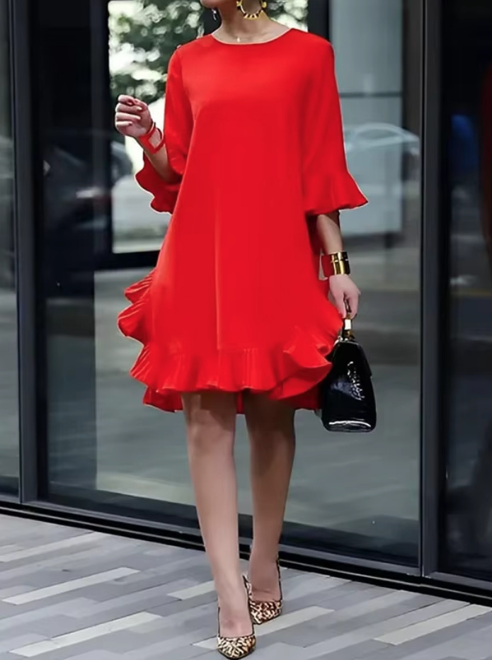 Hängerchen Sommer Kleid Devi 2025 Elegant in Rot&nbsp;Knielang