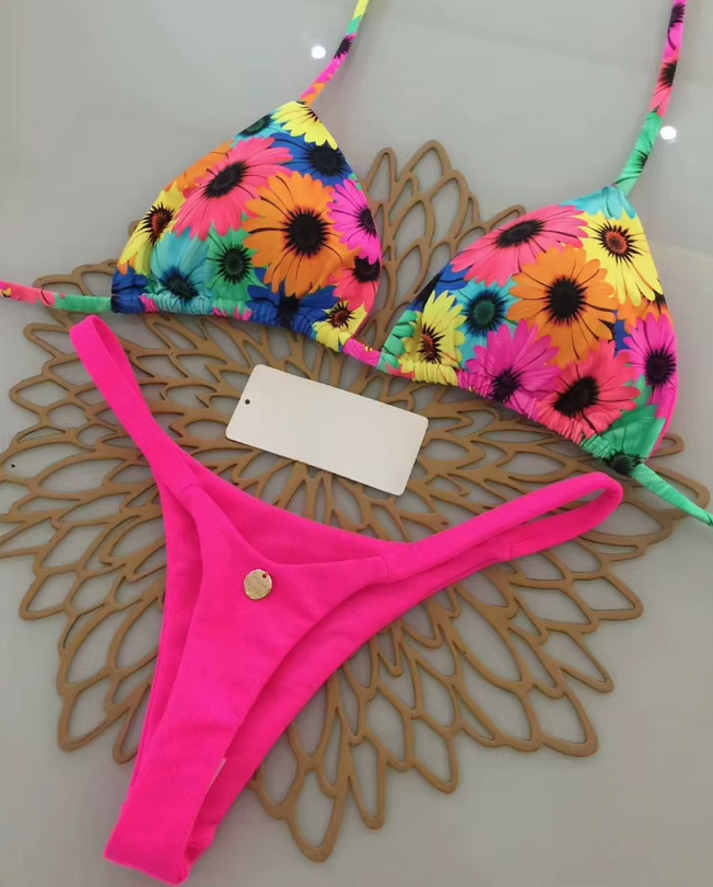 High-Waist Bikini 2025 Valeria Pink mit&nbsp;Blumenmuster
