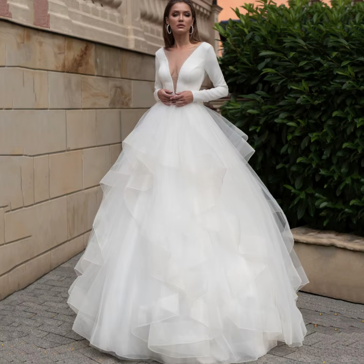 Langarm Tüll Brautkleid Celes mit Sexy Rücken&nbsp;Ausschnitt