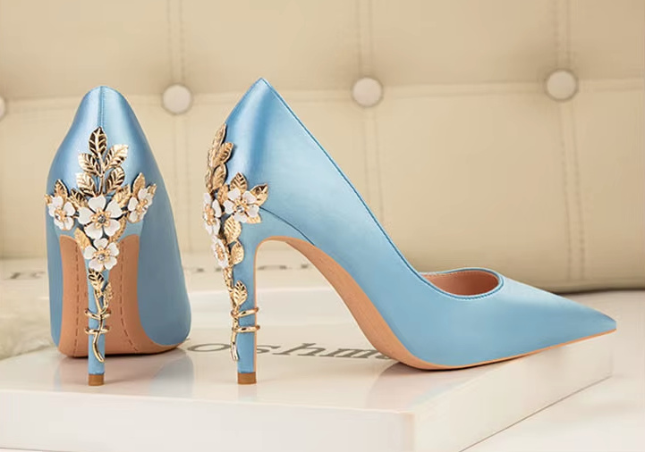 Luxus Blumen High Heels Hochzeitsschuhe Fibi&nbsp;Hellblau