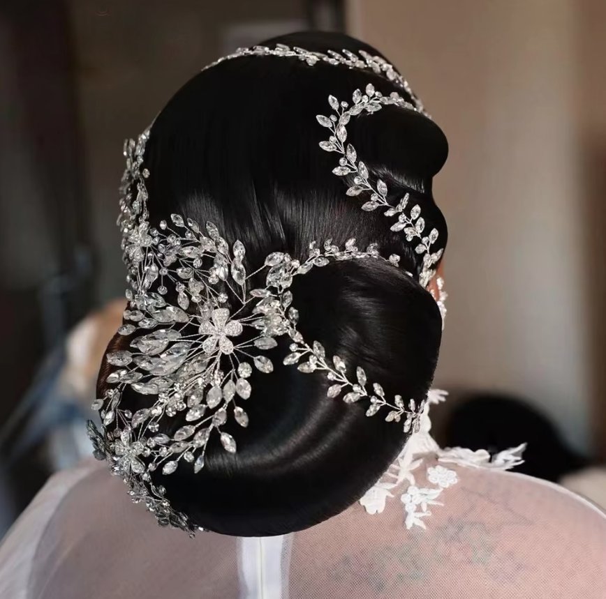 Luxus Hochzeit Kopfschmuck Cécile Braut Haarschmuck in&nbsp;Silber