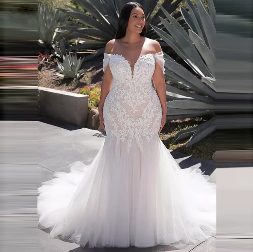 Schulterfreies Meerjungfrau Brautkleid Cassandra mit Spitze und Tüll&nbsp;Rock