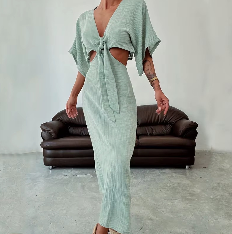 Sexy Slim Fit Cut Out Sommerkleid 2025&nbsp;Hellgrün