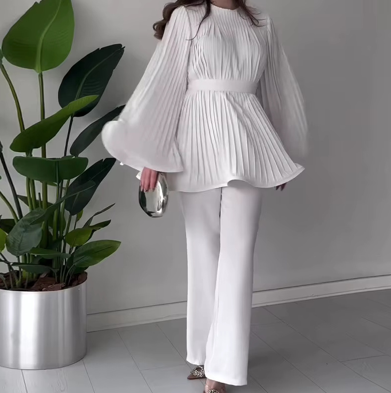 Standesamt Outfit Cassiopeia Braut Zweiteiler in Weiß&nbsp;Plissiert