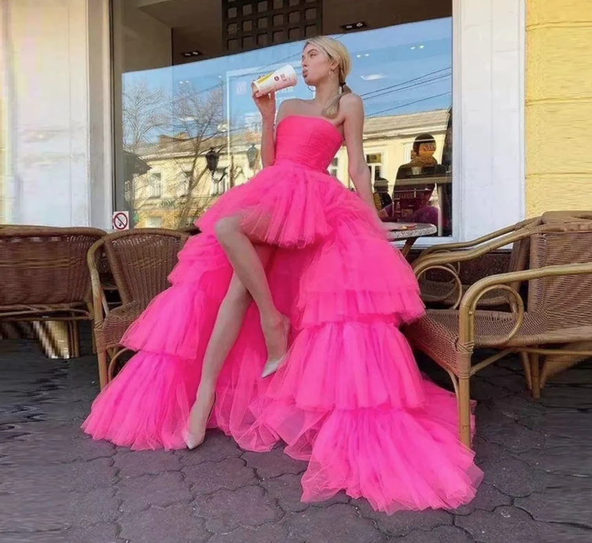 Tüll Vokuhila Bustie Brautkleid Fortuna in&nbsp;Pink