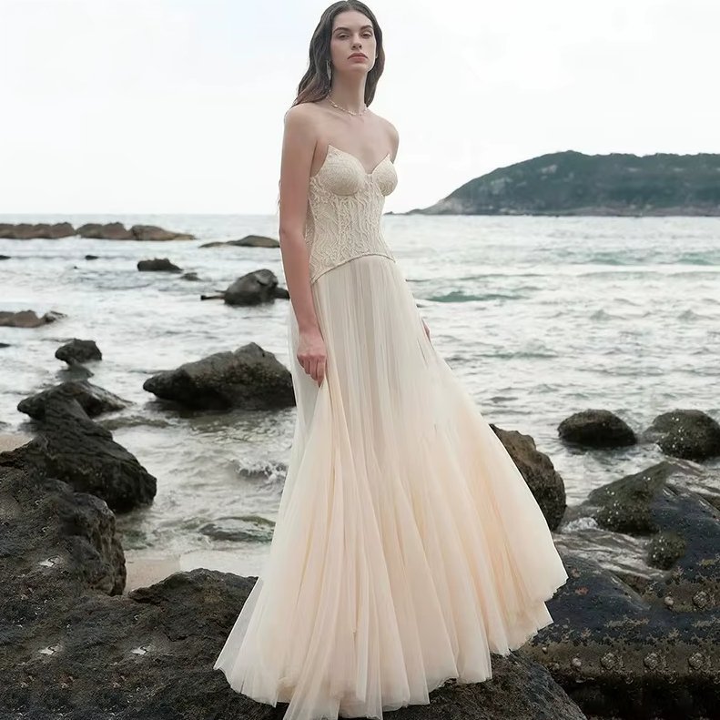 Vintage Style Brautkleid Cher Schulterfrei mit Lingerie&nbsp;Oberteil