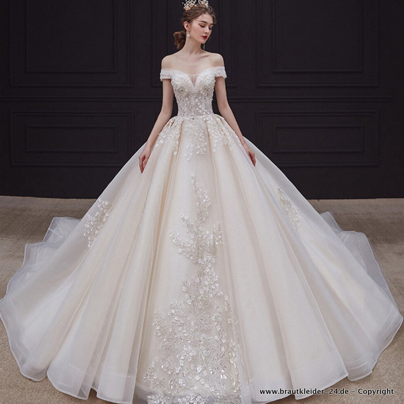 Schulterfreies Ball Linie Brautkleid Marieke Hochzeitskleid mit&nbsp;Schleppe