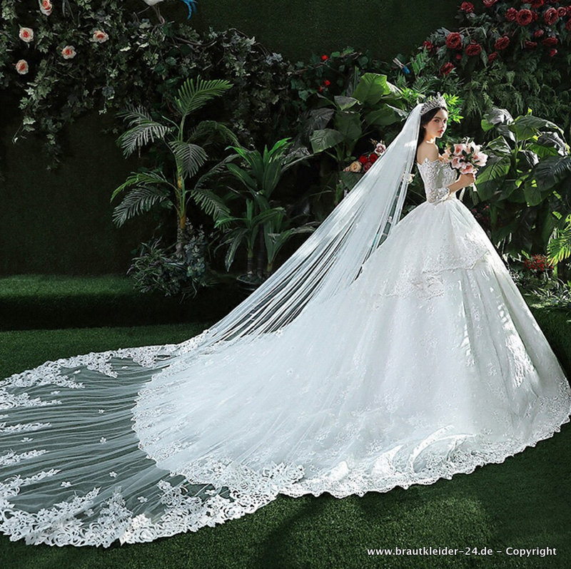 Prinzessin Brautkleid Schulterfrei mit Schleppe und&nbsp;Schleier