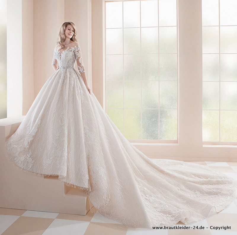 Prinzessin Brautkleid Michele mit Ärmel Schlitze und&nbsp;Schleppe