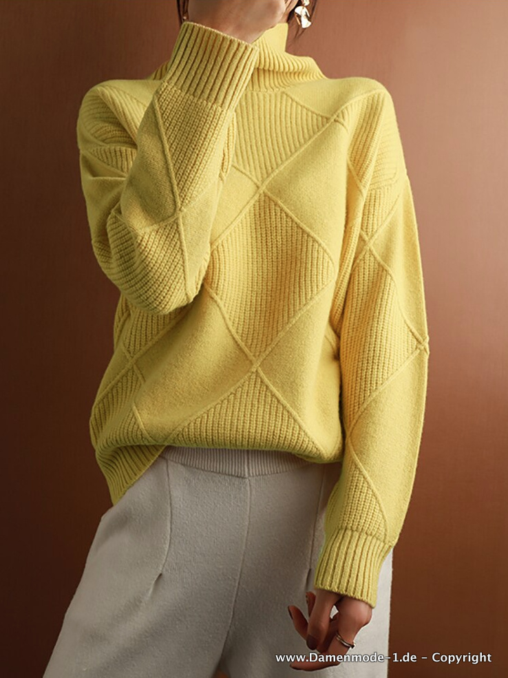 Langarm Rollkragen Pullover für den Winter&nbsp;Gelb