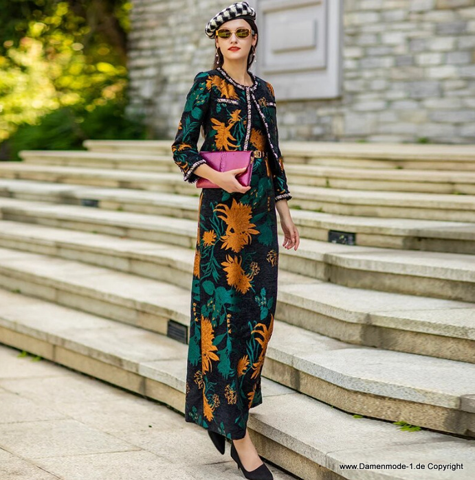 Damen Kostüm Elegant mit Blumenmuster – Abendrobe