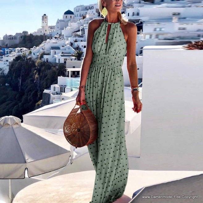 Sommer Boho Jumpsuit Einteiler Lang&nbsp;Gepunktet