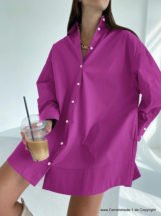 A Linie Oversize Damen Bluse in Lila