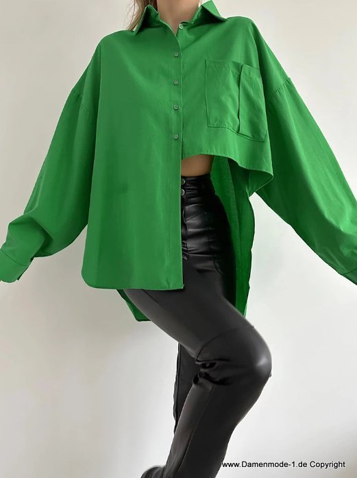 A Linie Damen Bluse in Grün Asymmetrisch Leger