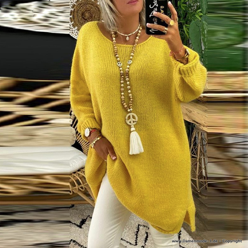 Oversize Damen Pullover Leger in&nbsp;Gelb
