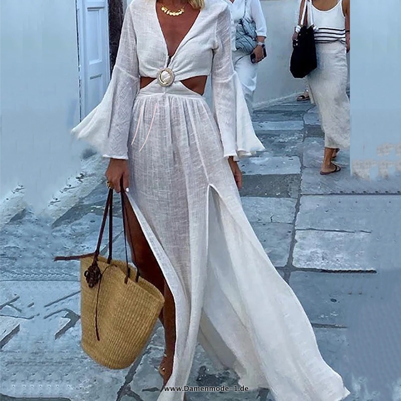 V-Ausschnitt Plissee Kleid Sexy Sommer&nbsp;Outfit