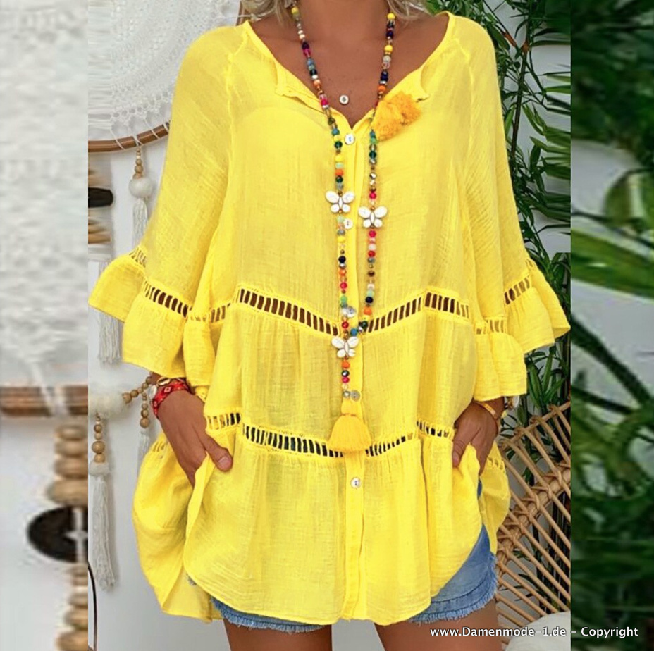 Leichte Sommer Tunika Leger in Gelb