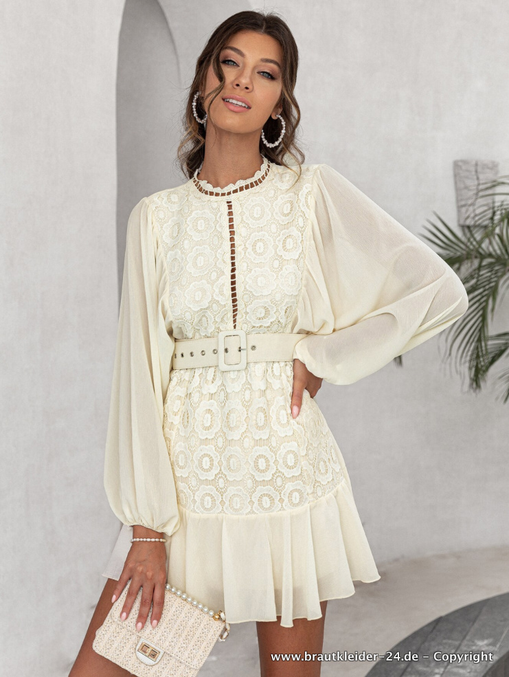 Elegantes Langarm Minikleid mit Rundhalsausschnitt für die&nbsp;Braut