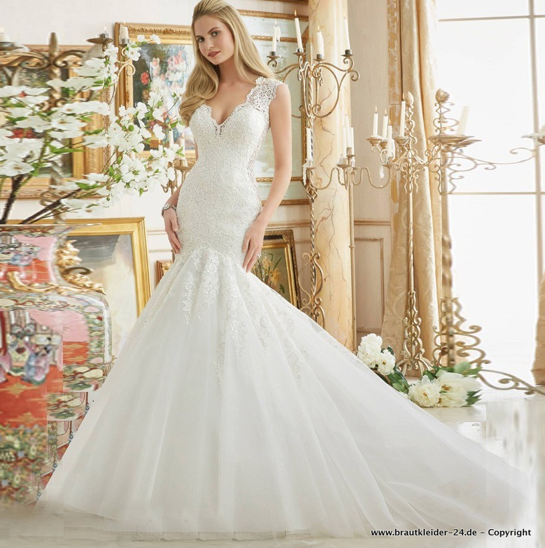 Trompeten Meerjungfrau Brautkleid Ellis mit Spitze und&nbsp;Schleppe