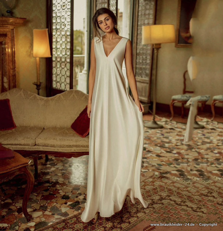 A Linie Hängerchen Style Satin Brautkleid Eluana&nbsp;Lang